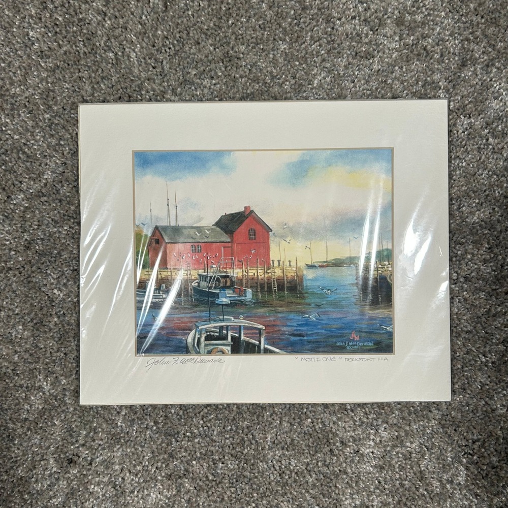John F MacDermid Motif One Rockport MA Matted Art Print 2001 Nautical 8x10